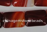 CAG3256 15.5 inches 18*25mm rectangle red line agate beads