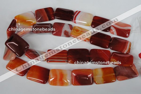 CAG3257 15.5 inches 22*30mm rectangle red line agate beads