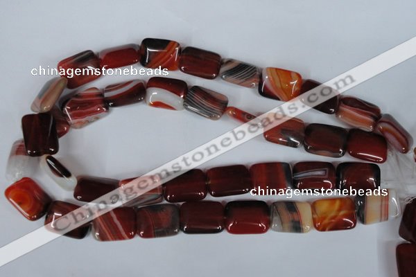 CAG3264 15.5 inches 15*20mm rectangle red line agate beads