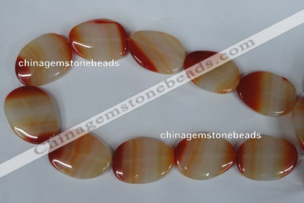 CAG3269 15.5 inches 28*40mm freeform red line agate beads