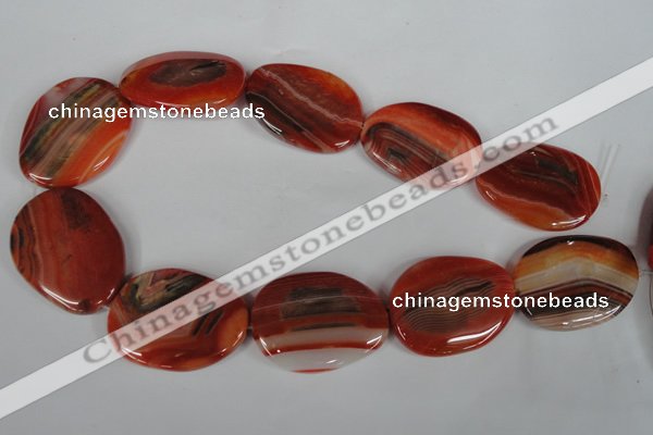 CAG3270 15.5 inches 28*40mm freeform red line agate beads