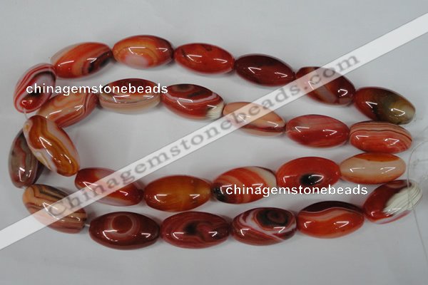 CAG3274 15.5 inches 16*30mm rice red line agate beads