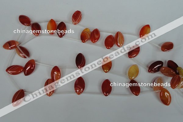 CAG3283 Top-drilled 12*20mm marquise red line agate beads