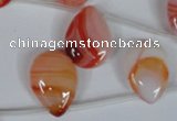 CAG3287 Top-drilled 15*20mm flat teardrop red line agate beads