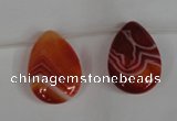 CAG3288 Top-drilled 18*25mm flat teardrop red line agate beads