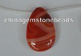 CAG3289 Top-drilled 20*30mm flat teardrop red line agate beads