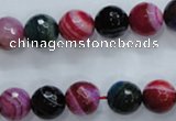 CAG3303 15.5 inches 10mm faceted round colorfull line agate beads