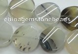 CAG3316 15.5 inches 18mm twisted coin natural grey agate beads