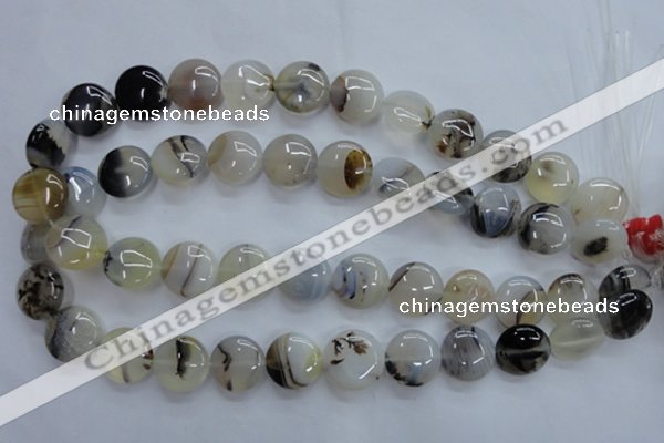 CAG3334 15.5 inches 16mm flat round natural grey agate beads