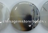 CAG3339 15.5 inches 40mm flat round natural grey agate beads