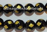 CAG3364 15.5 inches 12mm carved round black agate beads wholesale