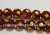 CAG3394 15.5 inches 8mm carved round red agate beads wholesale