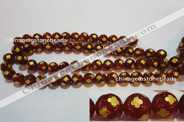 CAG3394 15.5 inches 8mm carved round red agate beads wholesale