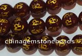 CAG3402 15.5 inches 10mm carved round red agate beads wholesale