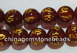 CAG3403 15.5 inches 12mm carved round red agate beads wholesale