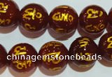 CAG3405 15.5 inches 16mm carved round red agate beads wholesale