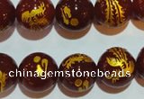 CAG3418 15.5 inches 18mm carved round red agate beads wholesale