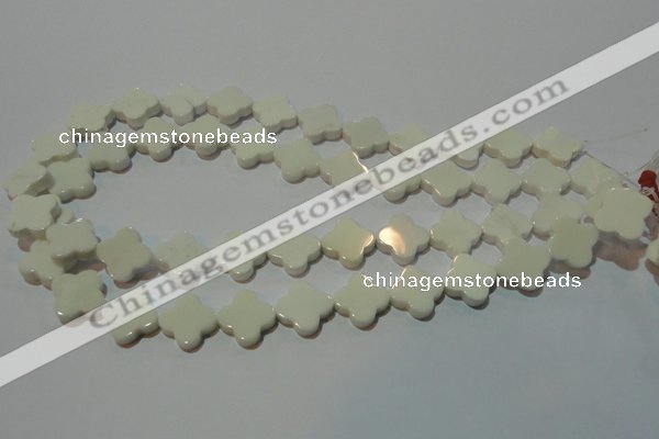 CAG3426 15.5 inches 16*16mm flower white agate gemstone beads