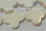 CAG3429 15.5 inches 25*25mm flower white agate gemstone beads