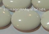 CAG3435 15.5 inches 22*30mm oval white agate gemstone beads