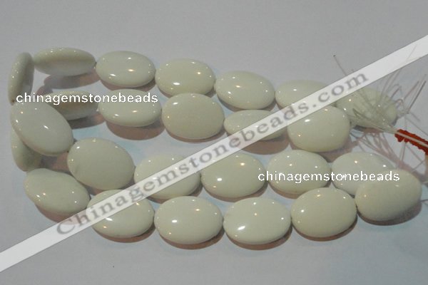 CAG3435 15.5 inches 22*30mm oval white agate gemstone beads