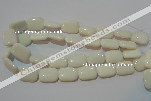 CAG3441 15.5 inches 18*25mm rectangle white agate gemstone beads