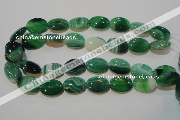 CAG3463 15.5 inches 18*25mm oval green line agate beads