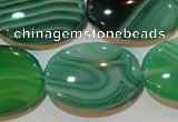 CAG3465 15.5 inches 22*30mm oval green line agate beads