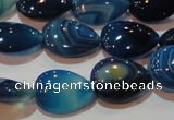 CAG3470 15.5 inches 13*18mm flat teardrop blue line agate beads