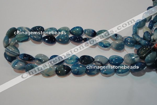 CAG3471 15.5 inches 15*20mm flat teardrop blue line agate beads