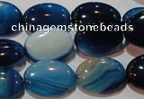 CAG3480 15.5 inches 13*18mm oval blue line agate beads