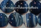 CAG3490 15.5 inches 20mm flat round blue line agate beads