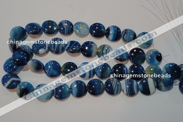 CAG3490 15.5 inches 20mm flat round blue line agate beads