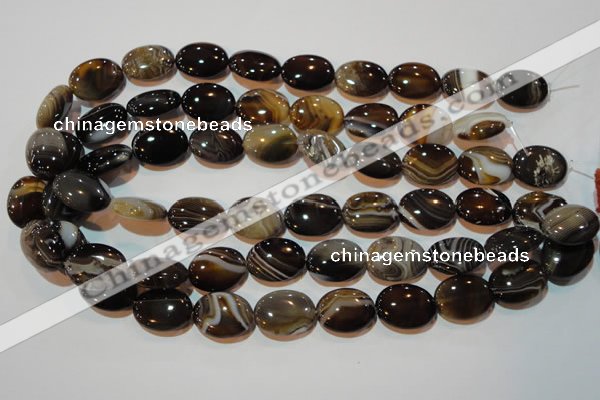 CAG3495 15.5 inches 15*20mm oval brown line agate beads