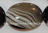 CAG3500 15.5 inches 30*40mm oval brown line agate beads