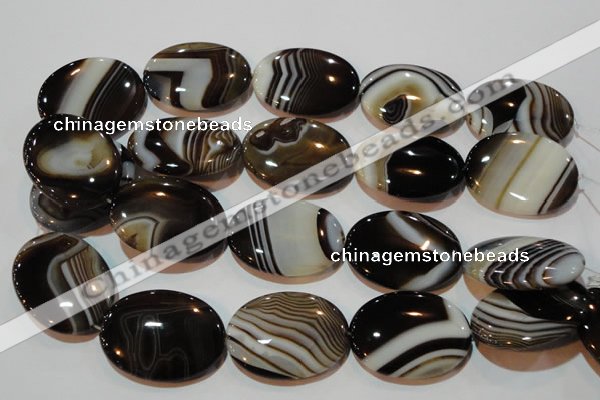 CAG3500 15.5 inches 30*40mm oval brown line agate beads