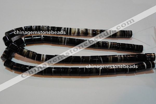 CAG3510 15.5 inches 11*13mm column brown line agate beads