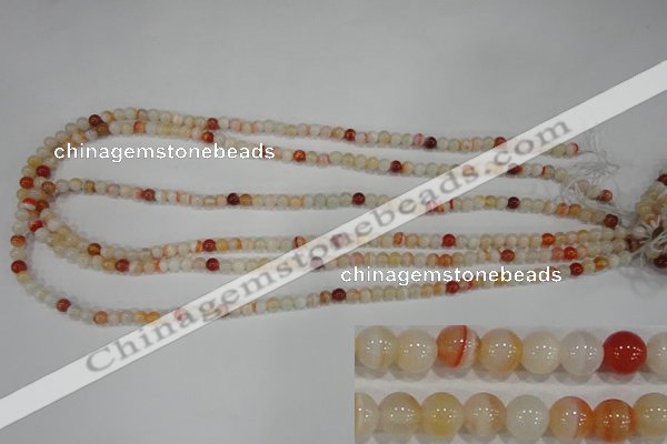 CAG3585 15.5 inches 4mm round red line agate beads wholesale