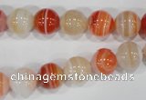 CAG3588 15.5 inches 10mm round red line agate beads wholesale