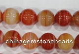 CAG3590 15.5 inches 14mm round red line agate beads wholesale