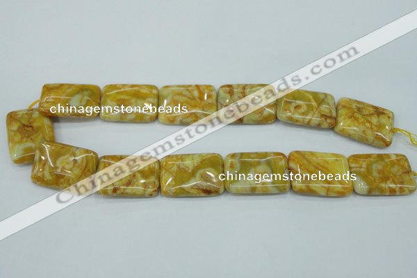 CAG3625 15.5 inches 22*30mm rectangle yellow crazy lace agate beads