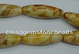 CAG3633 15.5 inches 10*30mm rice yellow crazy lace agate beads