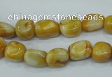 CAG3635 15.5 inches 10*12mm nuggets yellow crazy lace agate beads