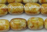 CAG3638 15.5 inches 15*20mm drum yellow crazy lace agate beads