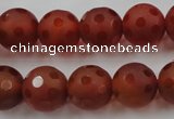 CAG3664 15.5 inches 14mm carved round matte red agate beads