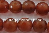 CAG3665 15.5 inches 16mm carved round matte red agate beads