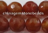 CAG3666 15.5 inches 18mm carved round matte red agate beads