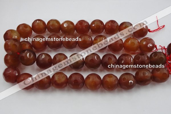 CAG3667 15.5 inches 20mm carved round matte red agate beads