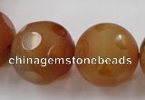 CAG3668 15.5 inches 22mm carved round matte red agate beads