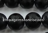 CAG3677 15.5 inches 20mm carved round matte black agate beads